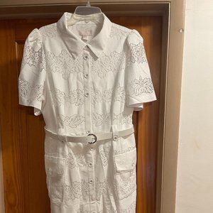 Brand New Never Worn, Women's Ivory Belted Shirt Mini Dress by R. Parcell, Sz 16